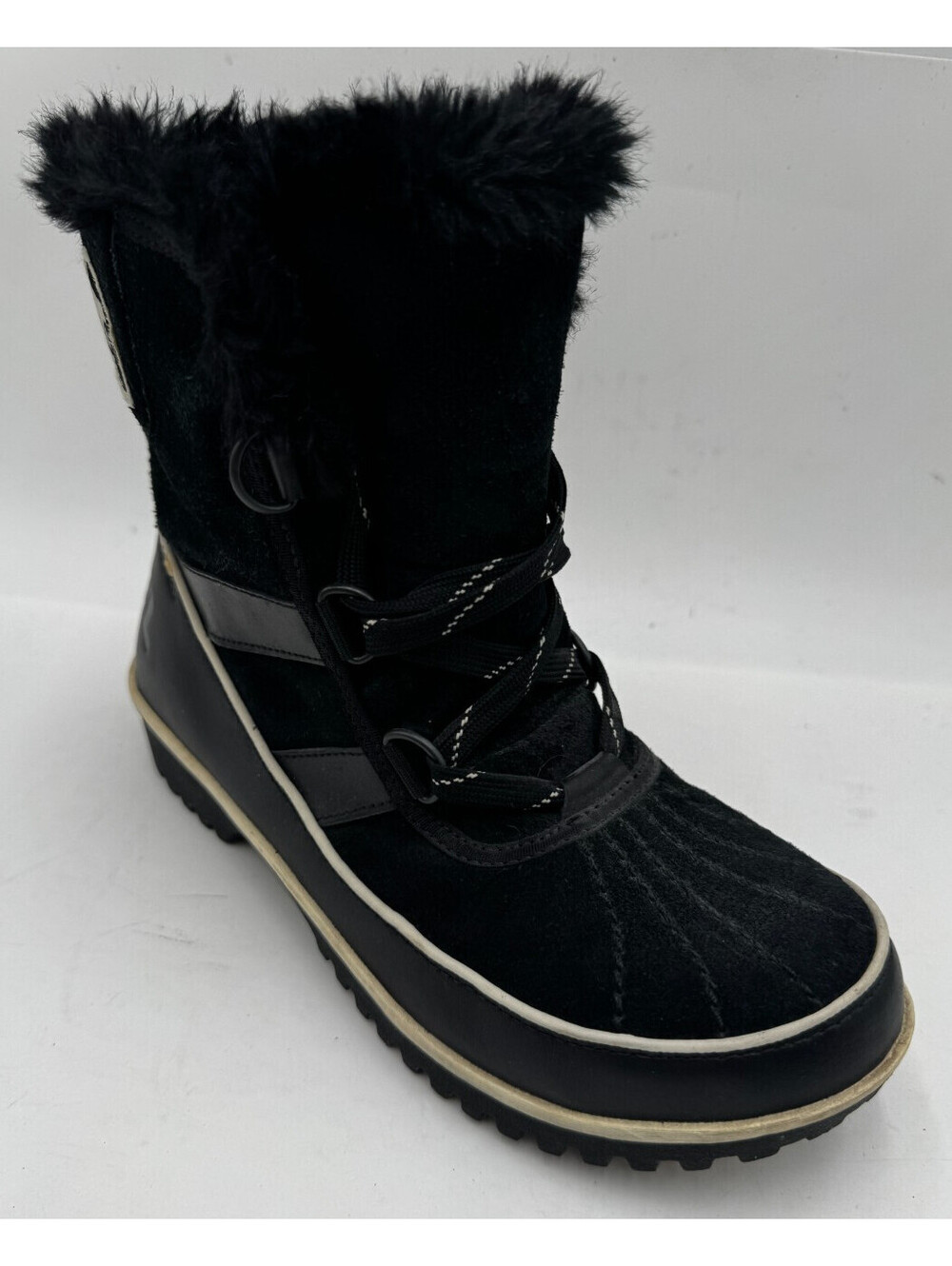Sorel Curry Tivoli II Womens Boots Size 7 Black Suede Rubber Lined Snow Boots